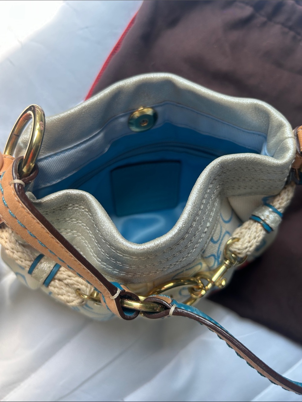 Coach Hamptons Collection Shoulder Bag with horsebit & fish and coral appliqués - Picture 3 of 4